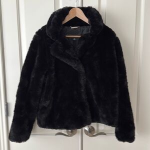 Faux fur two-button coat